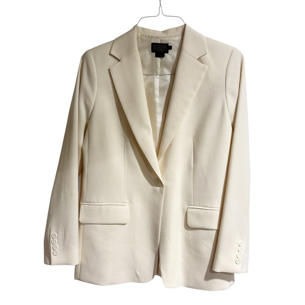 Pendleton Women 6 Cream Ivory Blazer Single Button 100% Virgin Wool